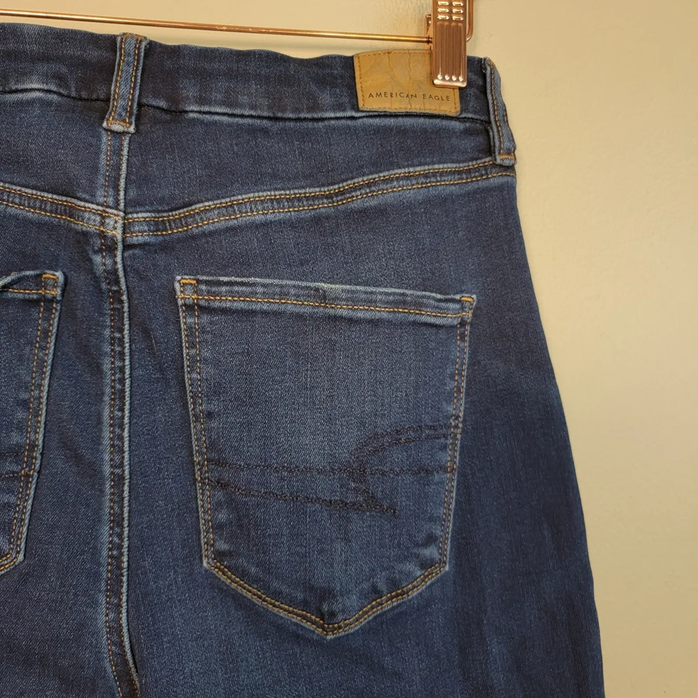American Eagle Jeans Curvy Super Hi Rise Jeggings Skinny Dark Blue Wash AE 6
